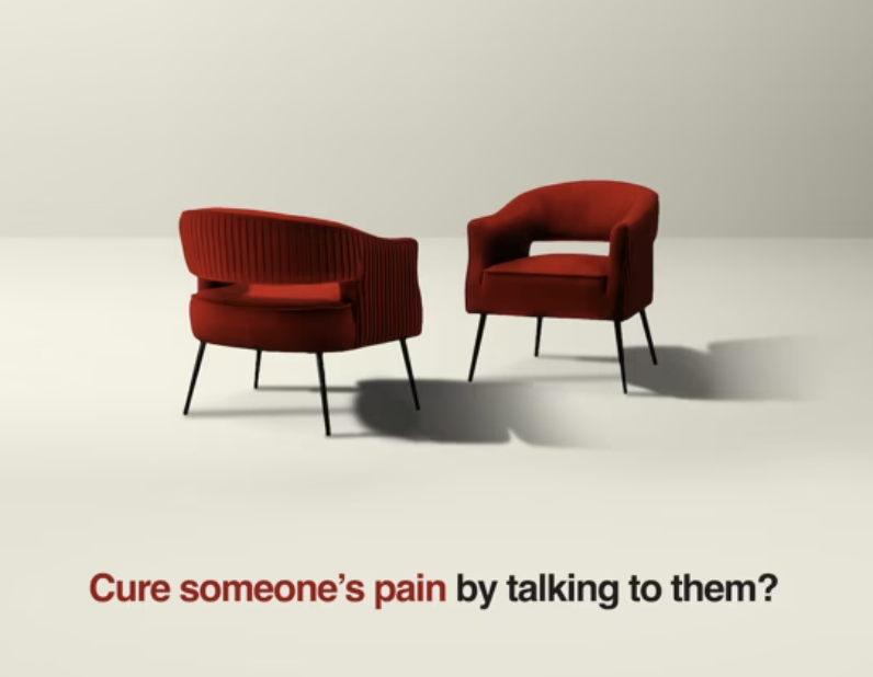 two red chairs facing one another